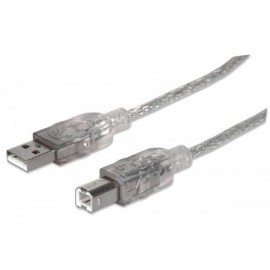 CABLE USB V2.0 MANHATTAN A-B  1.8M PLATA 333405