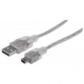 CABLE USB V2.0 MANHATTAN A-MINI B  1.8M PLATA  333412
