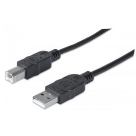 CABLE USB MANHATTAN V2.0 A-B  3.0M, NEGRO 333382