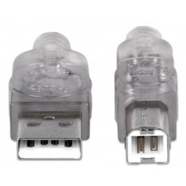 CABLE USB MANHATTAN V2.0 A-B  5.0M PLATA 345408