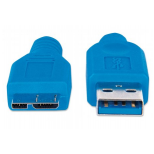 CABLE MANHATTAN USB 3.0 A MACHO - MICRO B MACHO 2.0M AZUL 325424