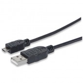 CABLE MANHATTAN USB A MACHO - MICRO B MACHO 0.5M NEGRO 393867