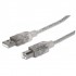 CABLE USB V2.0 MANHATTAN A-B  3.0M, PLATA 340458
