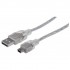 CABLE USB V2.0 MANHATTAN A-MINI B  1.8M PLATA  333412
